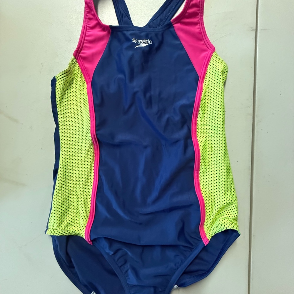 Speedo Kids One Piece Swimsuit - Navy, Pink, Lime